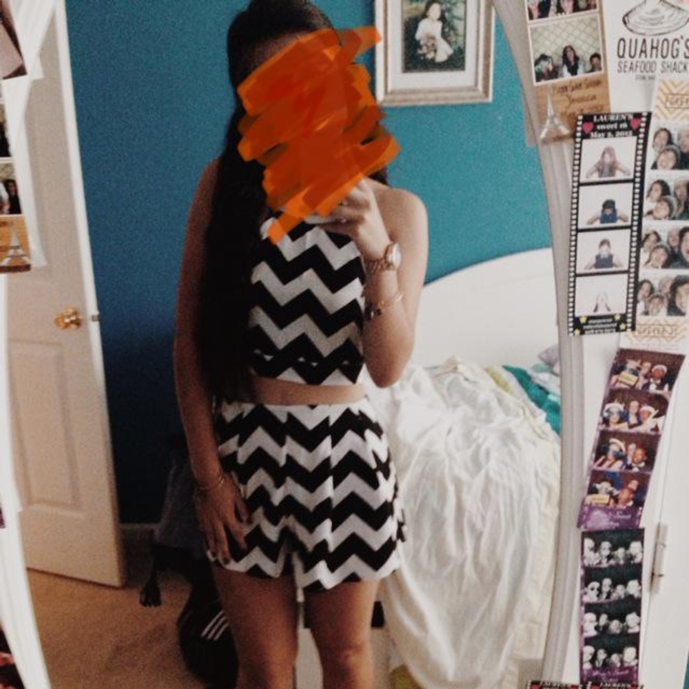 Chevron black/ white 2 piece set